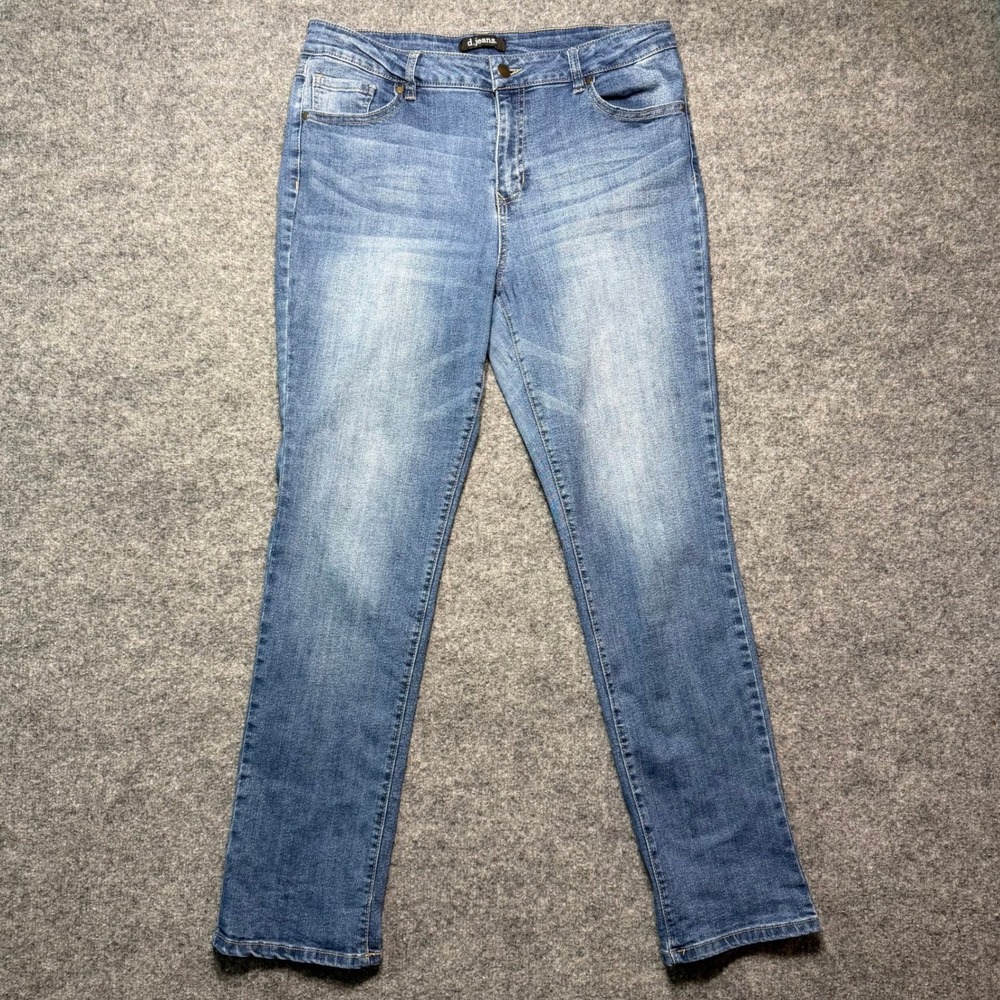 D.JEANS Women Blue Straight Leg Denim Jeans Medium Wash Size 14 Stretch Casual